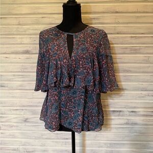Floral Blue and Pink Women's Top